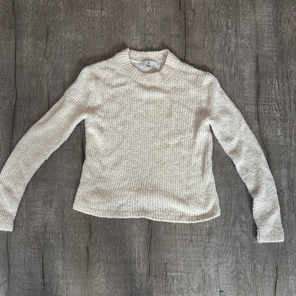 Banana Republic Cream Bouclé Crew Neck Sweater